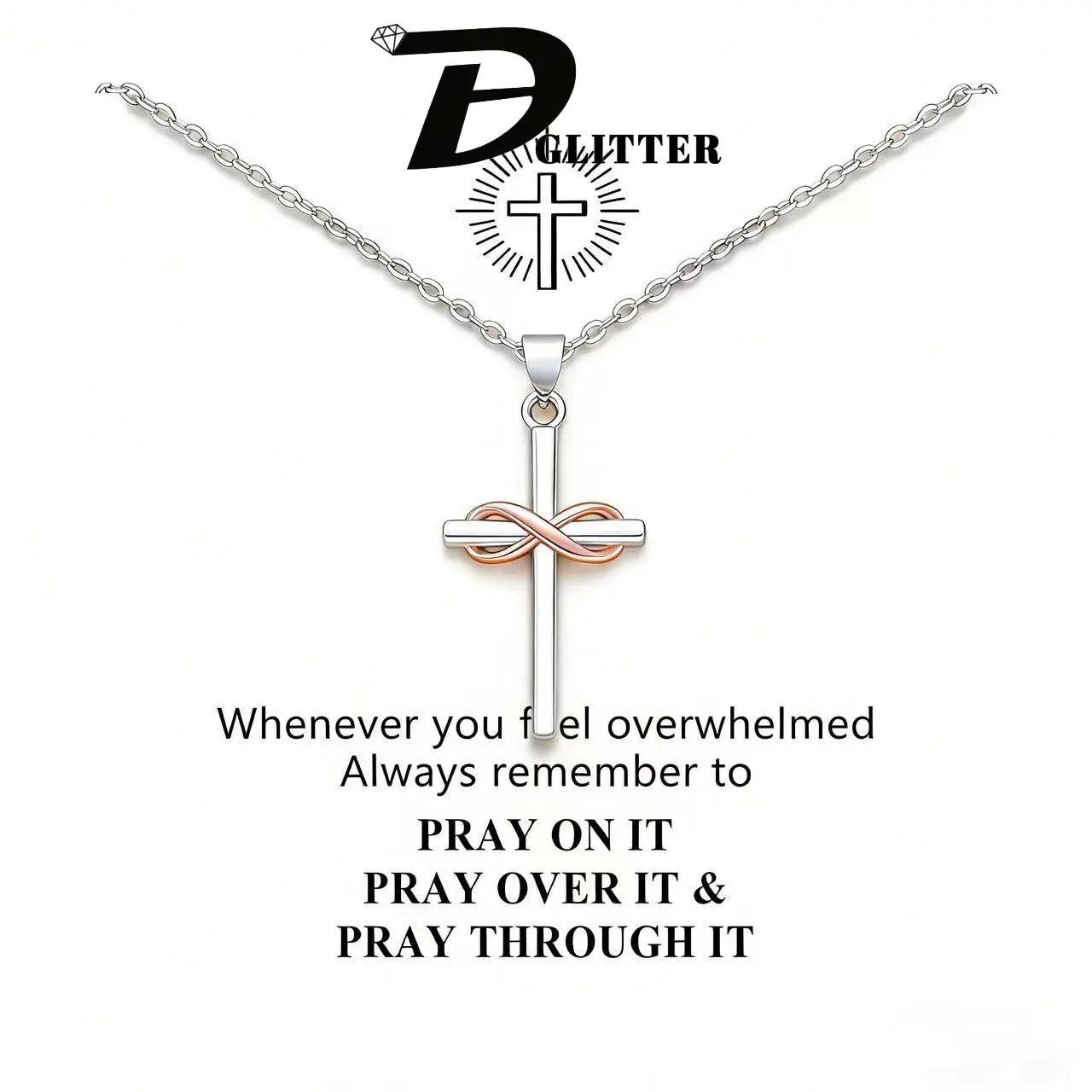 Infinity Symbol Necklace 8 Character Rose Gold Women's Blessing Gift Faith Necklace Cross Pendant for Special Occasions accessories for women