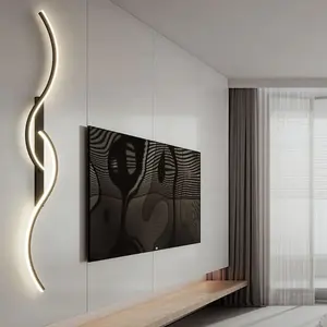 Modern LED Wall Light with Remote Control, Dimmable Wall Lamp, Indoor Lighting, Dimmable S-Shaped Design, Ideal for TV Backgrounds, Bedside Tables, Hallways