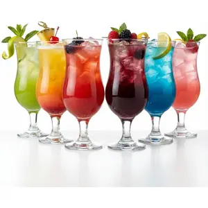 Large Hurricane Glass Set Of 6 Pcs 12.8 Oz / 380 Ml, Tall Cocktail Glasses, Mojito, Margarita, Sangria, Pina Colada Glasses, Stemmed Big Coupe Glassware (6x380ml)