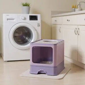 Spacious Enclosed Cat Litter Box with Foldable Drawer & Odor Control – Deep Splash-Proof Cat Toilet for Easy Cleaning pet toilet new year closed stuff resistant gadgets Litter Box with Scooper extra large litter box