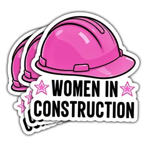 COMBO 3 PCS Women in Construction Sticker, Female Construction Worker Sticker for Engineer, Waterproof Vinyl Sticker for Laptop, Water Bottle, Toolbox