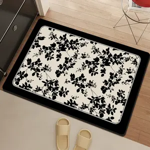 French Pattern Silica Mat, Absorbent Non-Slip Bathroom Rug, Durable Easy-Clean Door Mat, Elegant Home Decor, Soft Comfortable Footrest