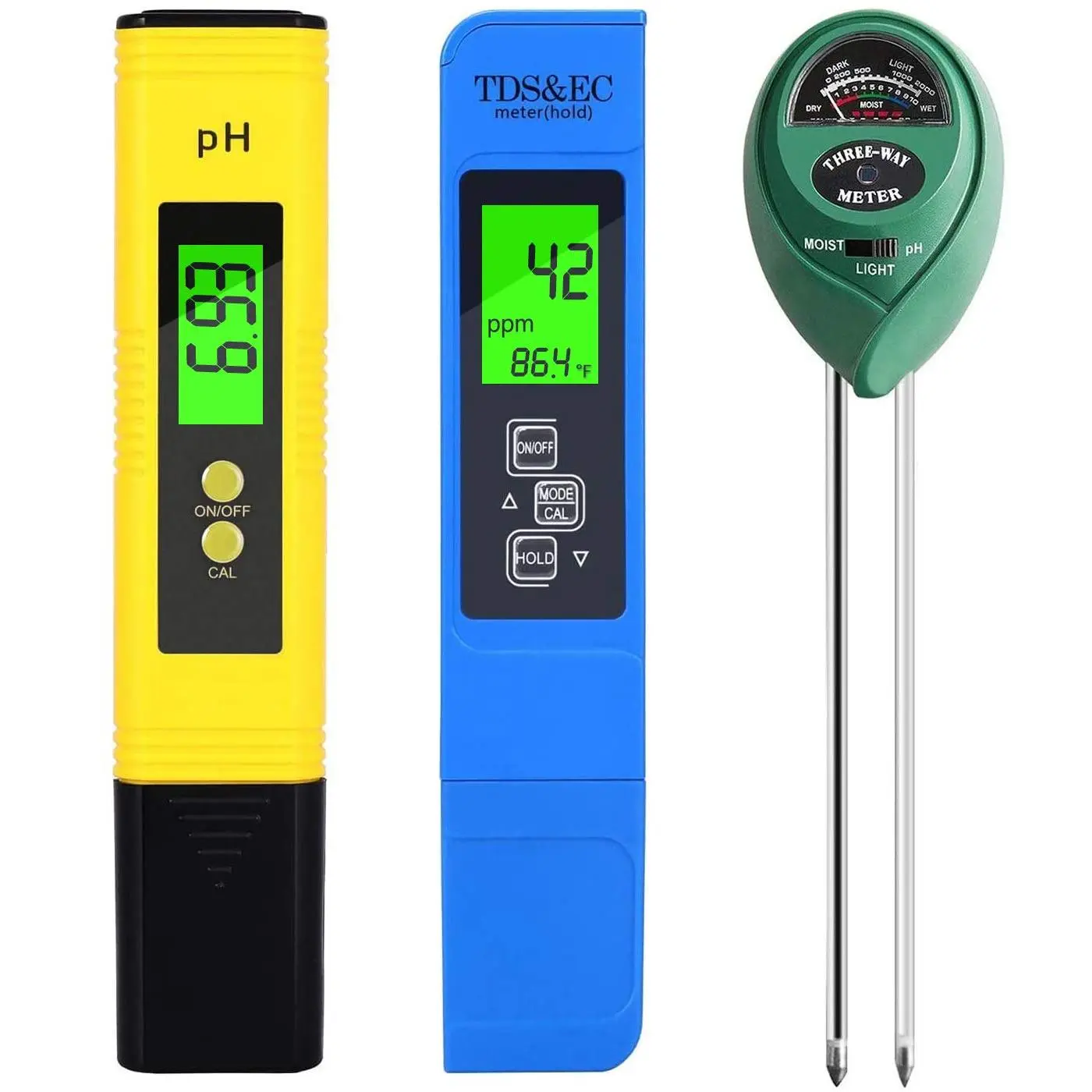 PH Meter, TDS PPM Meter, Soil PH Tester, PH/EC Digital Kit, 3 Pack ...