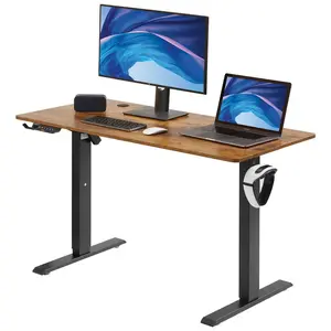 VEVOR Height Adjustable Desk, 47.2x 23.6 in, 3-Key Modes Electric Standing Desk, Whole Piece Desk Board, Sturdy Dual Metal Frame, Max. Loading 180 LBS Computer Sit Stand up Desk, for Home and Office
