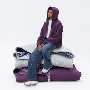 Inflation Men's Fashion Cropped Boxy Plaid Two-Tone Jacket Autumn New European and American Short Casual Couple Hoodie Menswear Sweatshirts Valentine's Day