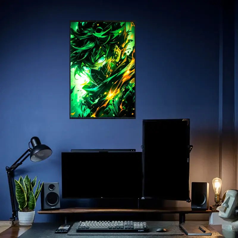 My Hero Academia Deku Poster with Green Lightning Aura and Intense Power-Up Scene, High Quality Cardboard Sharp Pattern Poster for Anime Fans, Bedroom Office Wall Art, Gift for Manga Lovers