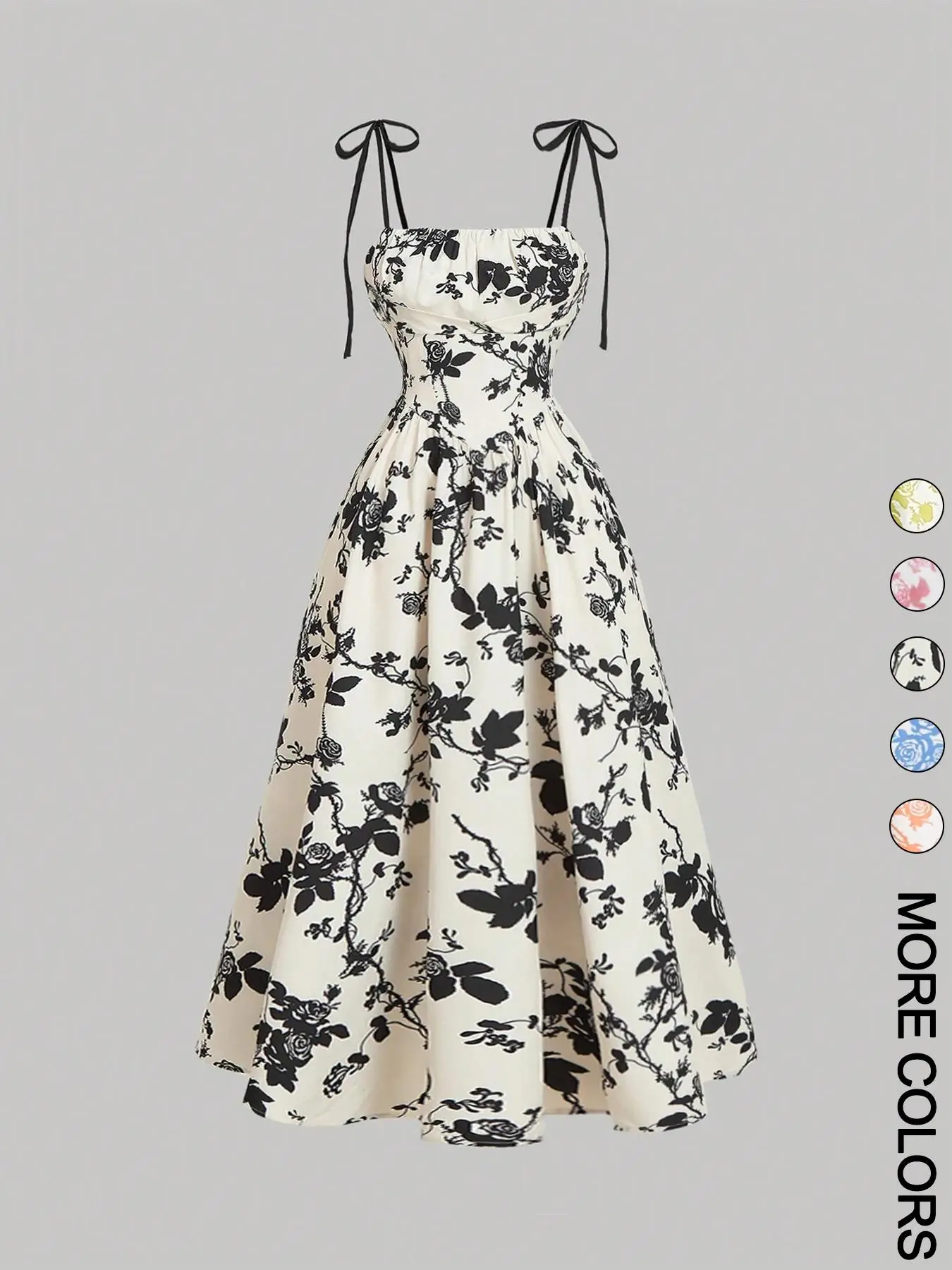 Women's Floral Print Tie Shoulder Cami Dress, Fashion Casual Sleeveless Spaghetti Strap Dress for Daily Outdoor Wear, Women Dress for Summer