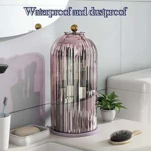 Dustproof Toothbrush Holders with Cover,Rotating Electric Toothbrush and Toothpaste Holder for Bathroom Countertop, 3 Slots Makeup Brushes Organizer,Multi-purpose function,Unslip & Drainage,Premium Material Plastic,brush holder with lidD24AutoPartsGo