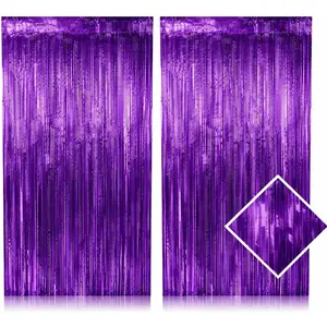 2 Pack  Metallic Tinsel Fringe Curtain Backdrop Streamers 3.2ft x 6.4ft. Party Decoration for Birthday, Wedding,   Eve, Graduation,  Shower & Other Event Decoration