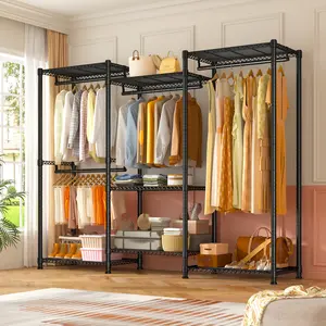 Garment Rack 3E4H Heavy Duty Load 900 LBS Clothing Rack Adjustable Metal Racks for Hanging Clothes Free Standing Closet Wardrobe Rack, 76.7" H x 68.9" W x 15.7" D