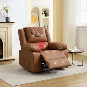 Manual Recliner Chair for Adults - 135° Front & Rear Adjustable, with Heating & Massage, Side Storage Pockets & Remote Control, Ideal for Living Room & Bedroom