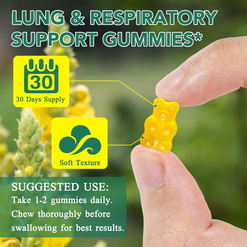 Acentiallabs Daily Respiratory Health Gummies, 2000mg Mullein Leaf herb Extract, Lung & Respiratory Support Gummies, Dietary supplement Vitamin Healthcare