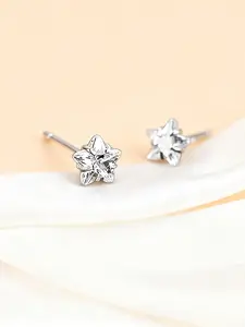 Women's S925 Sterling Silver Iridescent Zircon Star Earrings, Minimalist & Elegant Design, Perfect Gift for Her, Everyday Wear Jewelry