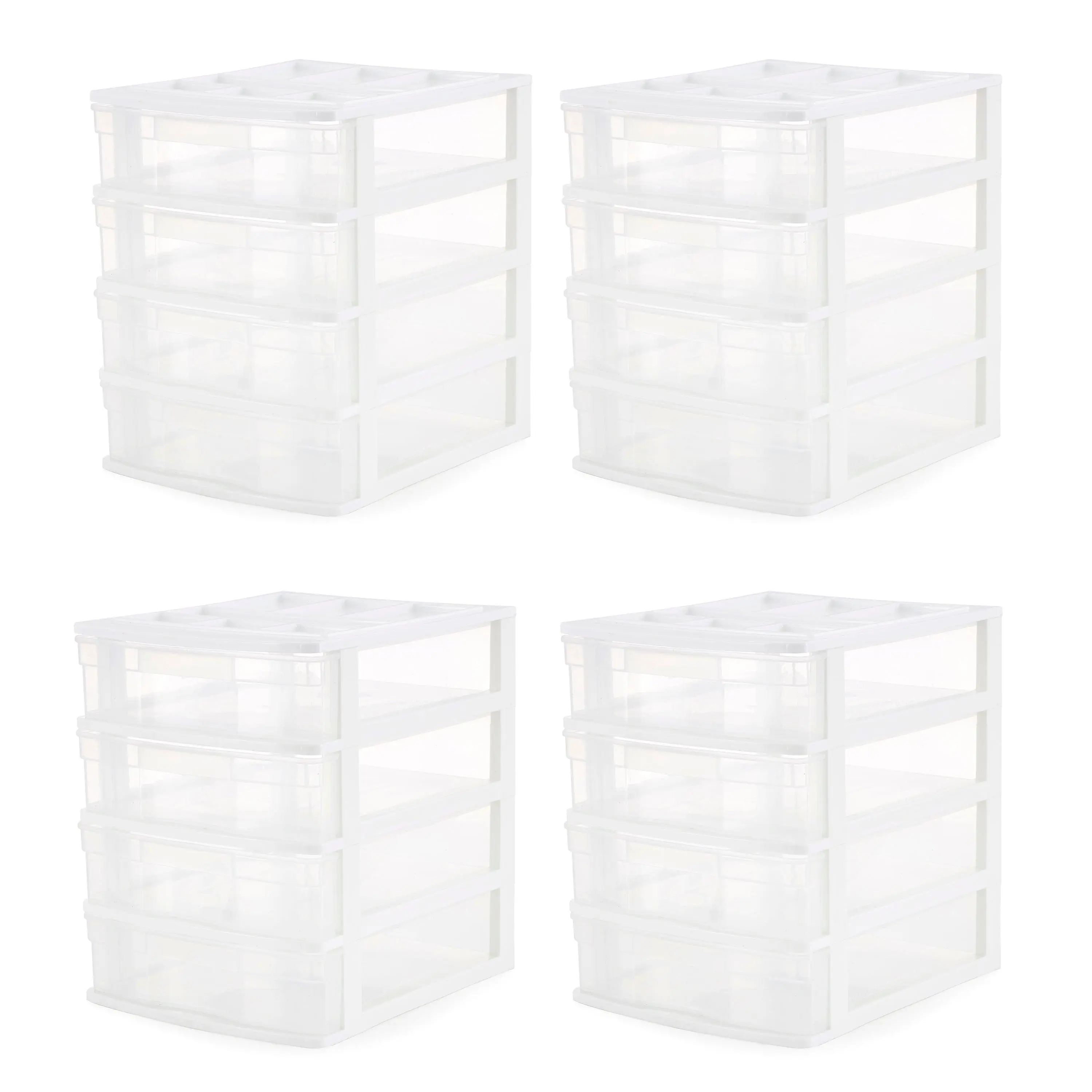 Gracious Living 4 Drawer Desktop Countertop Storage with Organizer Lid (4 Pack)