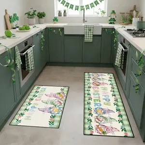 Happy Easter Kitchen Rug Set, 2pcs Fresh Farmhouse Style Easter Mats, Soft Non-Slip Washable Rugs for Kitchen Dining Room Living Room