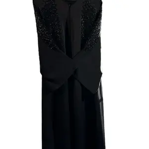 Humaira Black Abaya with Sequin Embellishments and Bow Detail for Elegance