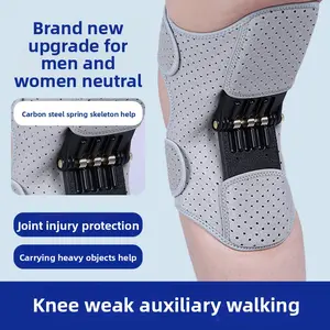 Knee Booster Exoskeleton for Elderly - Black Carbon Steel Spring Skeleton Assist Walking Equipment for Joint Injury Protection & Heavy Object Carrying Support