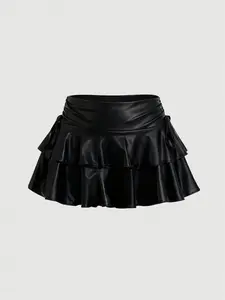 Festival New Arrival! Women's Drawstring Bowknot Side Design Mini Skirt Trendy and sultry, this showstopping mini skirt is your go-to pick for every occasion