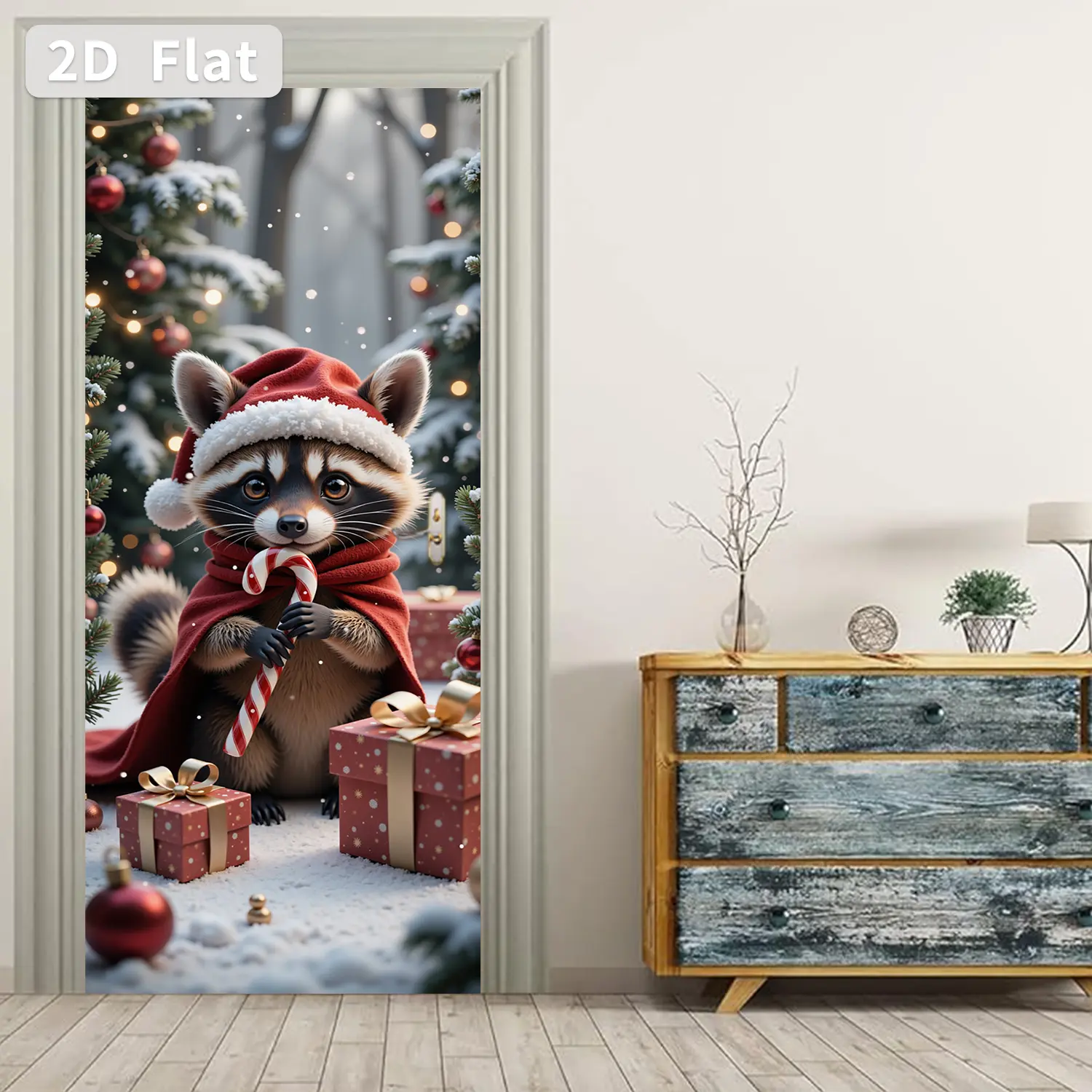 Christmas Wall Stickers, Self-Adhesive PVC Peel & Stick Art Decals, Removable Home Office Decor, Festive Holiday Decoration