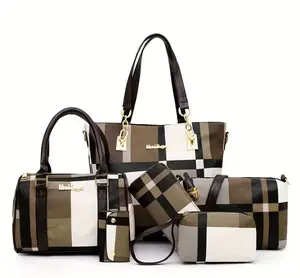 6pcs Womens Handbags Tote Bags Shoulder Bag Purses Satchel Bag Top-Handle Handbag Crossbody Bag Wallet Clutch