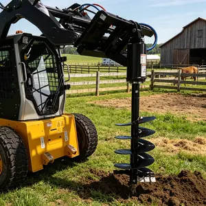 LANDY Skid Steer Post Hole Auger 18" Heavy Duty Earth Drill 46" Depth Fence Post Installation Attachment