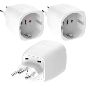 Travel Power Adapter Converter J-Type to E/f-Type, Compact Lightweight Design, Easy to Carry, Socket Adapter for Switzerland/madagascar/liechtenstein