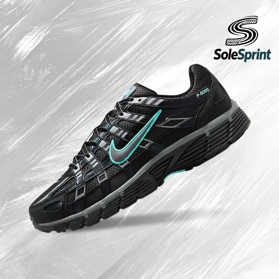 Nike P-6000Black Hyper Turquoise Cool Grey– Men's Lifestyle Sneakers – shoes for man  - Running Shoes, Lightweight Shock-Absorbing Comfort, Breathable Everyday Fit, Gym Training to Street Casual Wear - back to school - IR1477 010