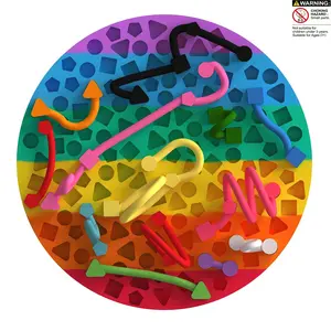 Sensory Activity Board, Stress Relief Silicone Toy, Adhd & Autism Sensory Toys, Portable Travel Bag, 12 Strings Included