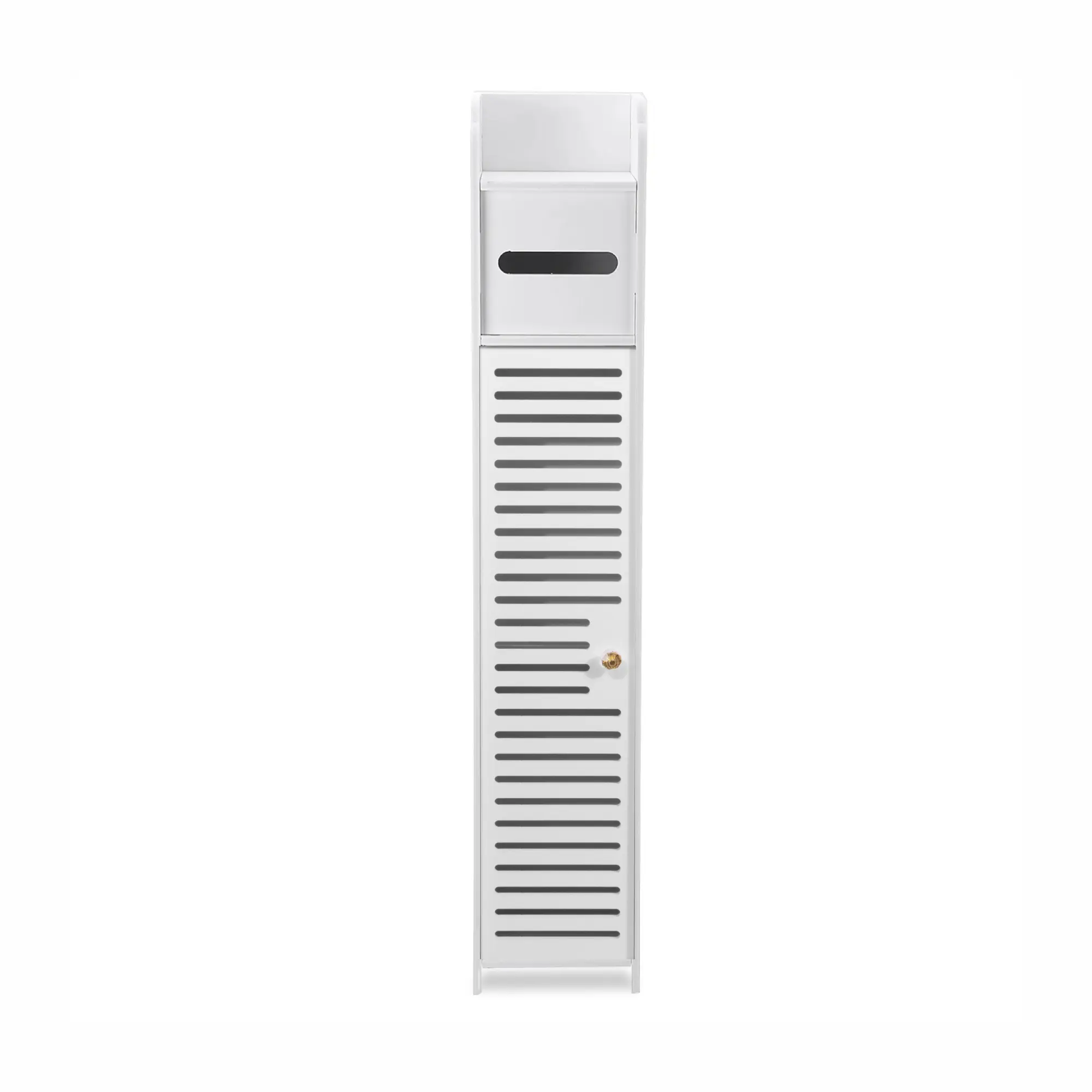 WOWZILLA Small Bathroom Storage Cabinet, White Bathroom Cabinet for Small Spaces, Next to Toilet Storage Slim Bathroom Organizers and Storage Cabinet with Shelves and Two Ventilation Door Holes