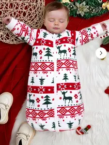 Mommbaby Newborn Baptism Robe, Winter Plush Blanket, Holiday Cartoon Pattern, Fashion Christmas Gift for Baby Boys & Girls