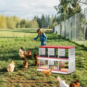 6 Compartment Roll Out Chicken Nesting Box with Basket Egg Nest Box Chicken Laying Box Hens Coop Steel & Plastic