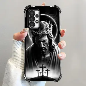 Suitable for [Galaxy A13 4g] Jesus transparent protective four-corner air cushion anti-fall mobile phone case transparent mobile phone case four-corner protective case-888