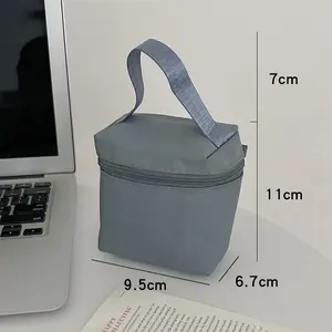 Plain Nylon Makeup Bag Salt Style Simple Portable Mini Cute Stereo High Aesthetic Pure Color Storage Bag Zipper Travel Cosmetic Bag