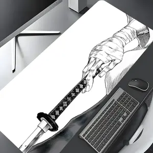Minimalist Samurai Sword Design Extra Large Gaming Mouse Pad,Aesthetic Desktop Drotection Pad,Washable Rubber Pad Non-Slip Lock Edge Multi-Size Mouse Pad Suitable For Home Office,Desktop Accessory,Good Gift for Family and Friends