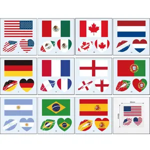 World Flag Temporary Tattoo Stickers, Patriotic Face & Body Stickers, Sports Fan Decorations for Party & Events