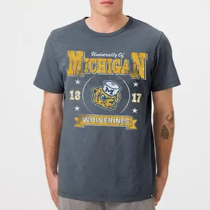 Vintage MIchigan Basketball Swing Vintage College Shirt Printed Tee Pure Cotton Fabric Casual Streetwear Crew Neck Short Sleeve T-Shirt Trendy Tops for Women for Men, Perfect Gift