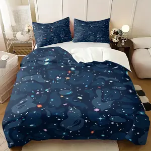 APE Navy Blue Galaxy Camouflage Pattern Camo Print Themed Duvet Cover Set, Including 1 Duvet Cover & 1-2 Pillowcases, Soft Microfiber, Soft Comfortable, Street Fashion Trend Bedroom Decor, Gift for Camouflage Lovers & Streetwear Hypebeast Fans