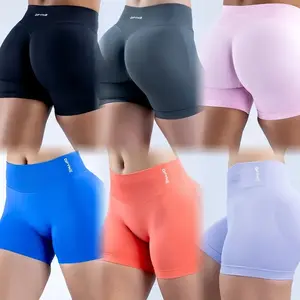 DFYNE Impact Shorts High-end Original 4.5" Low Ribbed Band Yoga Seamless Scrunch Bum Workout Gym Running Short Pants with Logo