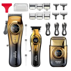 Men's Three-In-One Facial Care Kit, Shaver Set, USB Rechargeable Beard Trimmer, T-Shape Trimmer, Razor Trimmer, Ideal for Haircut, Shaving, Travel