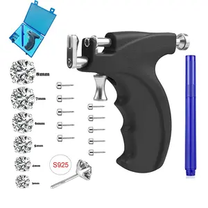 Reusable Ear Piercing Gun Kit, Professional Body Nose Lip Piercing Kits with 16 Pairs Stud Earrings (6 Pairs Sterling Silver Stud Earrings+10 Pairs Gun Stud Earrings)