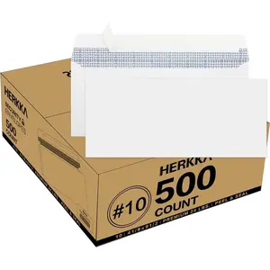 #10 Security SelfSeal Envelopes, No.10 Windowless Bussiness Envelopes, Security Tinted with Printer Friendly Design  Size 41/8 x 91/2 Inch  White  24 LB  500