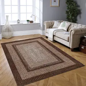 GARVEE Machine Washable 3x5 Area Rug For Living Room Non-Slip Bedroom Stain Resistant & Low Pile Modern Rug Dining Room Office Kitchen Carpets Home Decor Brown