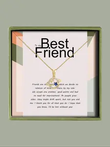 Artificial Zircon  Blue Planet Decor Pendant Necklace with Box, Elegant Rhinestone Decor Necklace for Women for Gift, Fashion All-match Accessories for Daily Wear