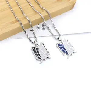 Attack on Titan Survey Corps Necklace - Wings of Freedom Pendant, Anime Cosplay Jewelry, Silver Plated, Perfect Gift for AoT Fans & Cosplayers men's