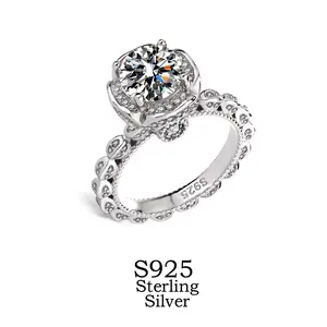 Floral Cubic Zirconia Ring – S925 Sterling Silver Flower Engagement Ring, Petal-Set Wedding Band, Timeless Promise Jewelry for Her