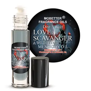 MOBETTER FRAGRANCE OILS Dire Wolf Love Scavanger A Wild Elixir Men Cologne Body Oil 1/3 oz roll on Glass Bottle, notes are Calabrian bergamot and Pepper, Long Lasting, Travel Size