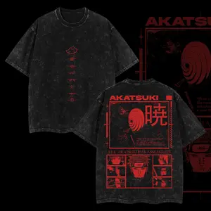 Akatsuki Group Vintage Unisex Oversize Anime Manga Acid Washed Cotton T-shirt, graphic tee,anime lover,anime merch fan, outfits men,boys merch