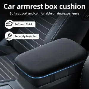 Universal Memory Foam Car Armrest Pad, Anti-Slip Center Console Cushion, Waterproof Elbow Rest Protector  Flat with Covers Breathable Organizer