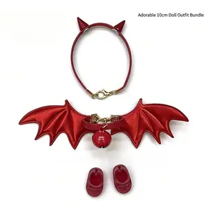 Wings of the Demon 3.94-inch Doll Clothes Set with Bell Wings Headdress & Shoes Versatile Accessory for Play & Display Crochet Doll Outfit Set