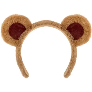 Brown Bear Ears Headband Adult Bear Costume for Halloween Festival Cosplay Party, Bear Ear Headband Hairband for Makeup Face Washing, Bear Ears Costume, Fashion Hairband for Makeup